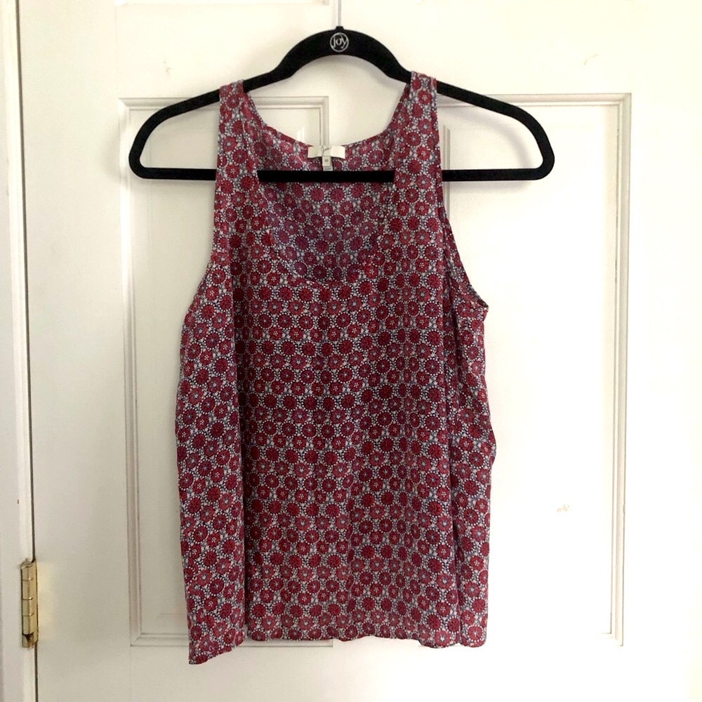 Joie Geometric Pattern Split Back Tank Top - image 1